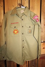 Boy Scouts of America BSA Youth Shirt Xl Green Vitnage Sewn on patches
