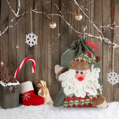 1pc Santa Claus gemusterte Beutel Candy Bag Festival Geschenkhalter Olive Green - Bild 4 von 12