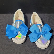 JoJo Siwa Size Girls 13 Silver/Blue Slip-on Shoes w/ Bows