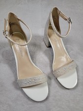 Betsey Johnson Mari Sandals Womens 5.5M Faux Pearl Ankle Strap Block Heel Formal