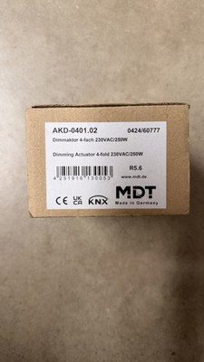 KNX Dimmaktor 4fach, 6TE, REG, 250W, 230VAC mit Wirkleistungsmessung - AKD-0401.