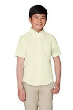 Boys Short Sleeve Classic Poplin Dress Shirt 16 Yellow
