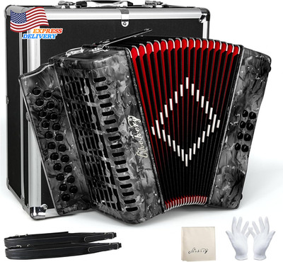 21 Keys 8 Bass Adult Push-Pull Heterophonic B/C Tone Accordion FREE SHIPPING USA