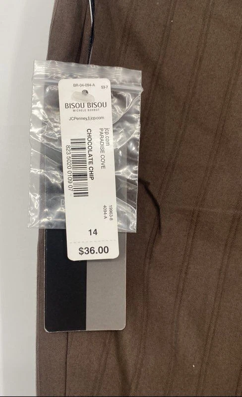 Bermudas Bisou Bisou para mujer marrón Paradise Cove a rayas Choc Chip talla 14 Foto 3 de 4