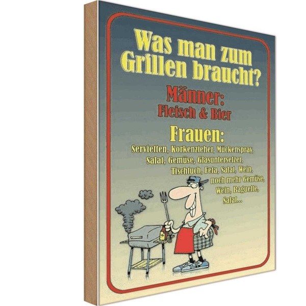 Holzschild 18X12 Cm Grillen MäNner Fleisch Bier Frauen Deko Geschenk Holz Schild-image