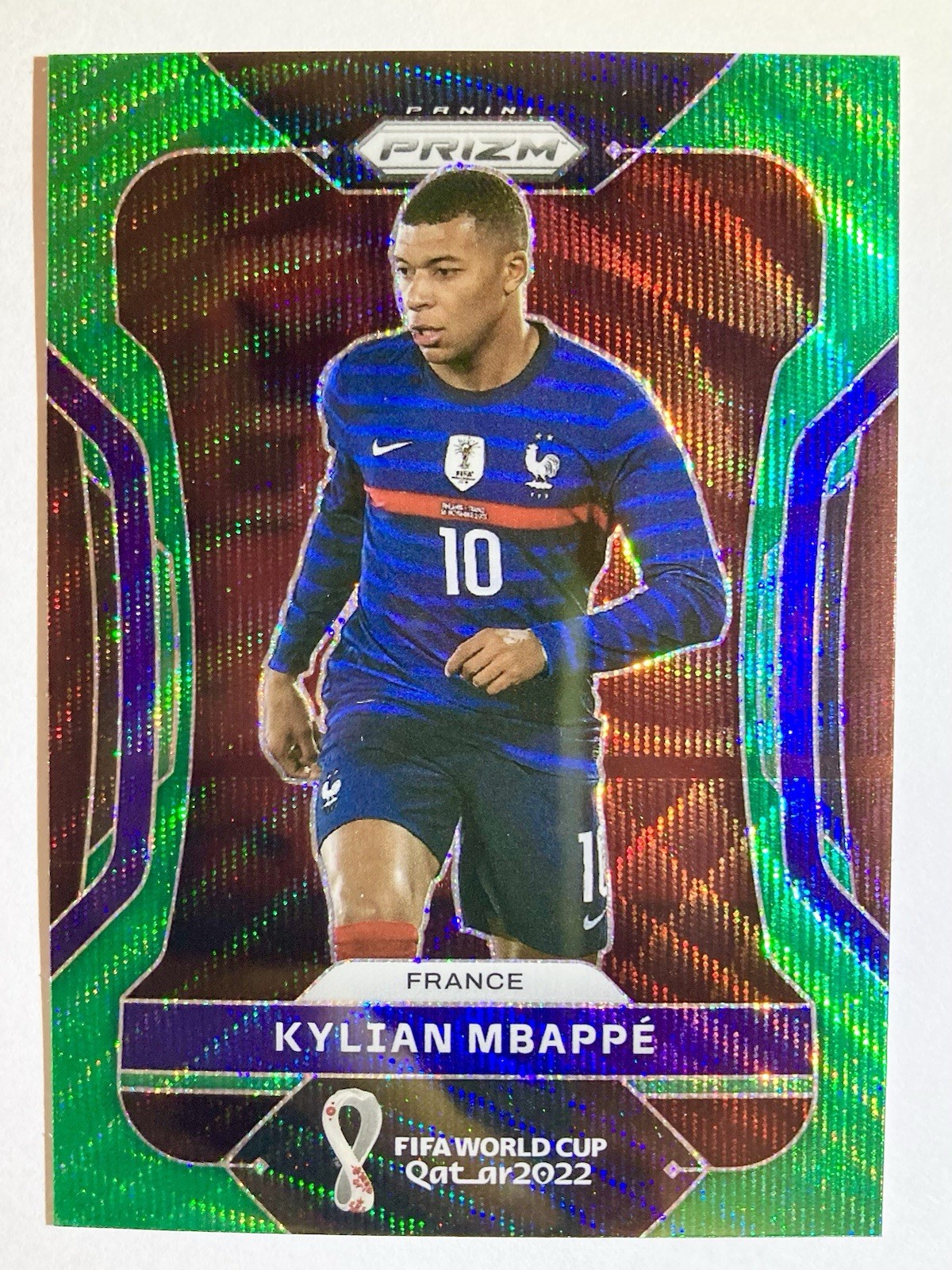 2022 Panini Prizm FIFA World Cup #101 KYLIAN MBAPPE Green Wave France Qatar SP