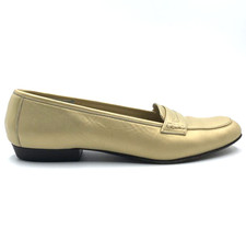 Womens 6.5 AAAA Salvatore Ferragamo Loafer Gold Metallic Leather Slip On Italy