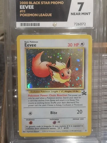 Eevee Holo Black Star Promo Card Ace Grade 7 NM Pokemon League #11 Pokemon