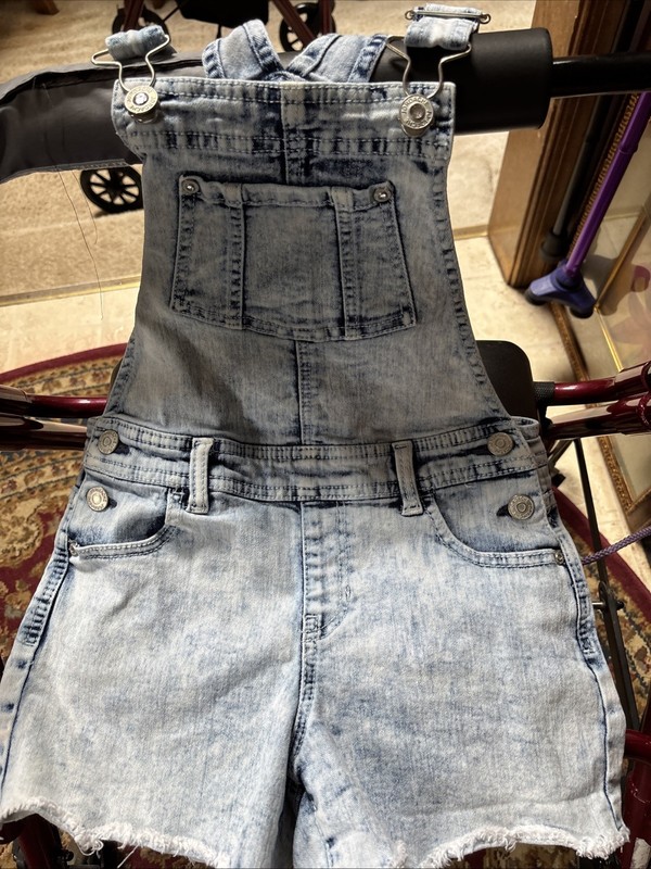 Jordache Denium Jean Overalls Shorts Girl's Size Large 10/12 Wash Pre-Owned