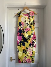Beautiful Women’s Dorothy Perkins Yellow Floral Mix Midi Ruched Dress size 12