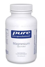 Pure Encapsulations Magnesium Glycinate Supplement 120mg 90 Capsules 1.89 per thousand milligrams