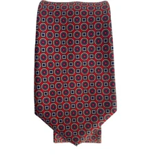 Vintage Aquascutum London Silk Geometric Pattern Necktie Made in England