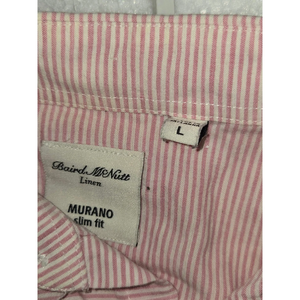 Camisa Murano Baird McNutt Lino Abotonada Rosa Calce Ajustado Talla Grande Foto 2 de 4