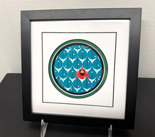 Charley Harper "Coniferous Cardinal"  Custom Framed Art Print Birds 8" x 8"