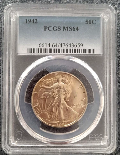 1942 Silver Walking Liberty Half Dollar 50C PCGS MS64