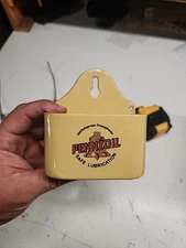 Vintage PENNZOIL 100% PURE PENNSYLVANIA Porcelain Enamel Metal Holder Rare