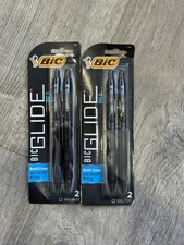 2 Pack!!! Bic Velocity Glide Bold Lines Black Ball Pen - 2 Pens Each