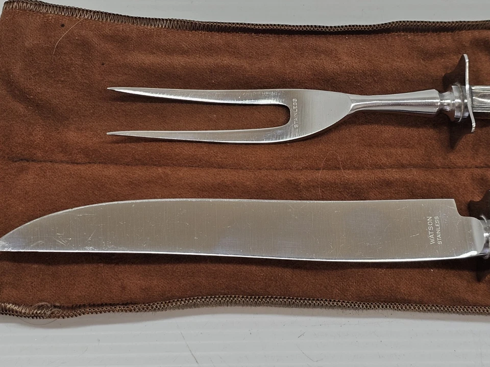 雕刻套装叉/刀,纯银/不锈钢,Watson Co,John Alden — 第 4/4 张图片