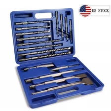 17PC SDS-Plus Rotary Hammer Drill Bits and Chisel Set for Concrete Stone