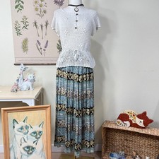90s Y2k Pleated Maxi Skirt Coastal Cowgirl Fairy Grunge Southwestern Boho M L