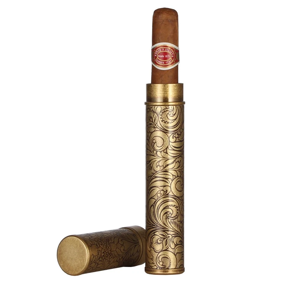 Galiner Bronze Cigar Tube Stainless Steel Humidor Case 1 Cigar Travel Pocket Box - Image 2 of 4