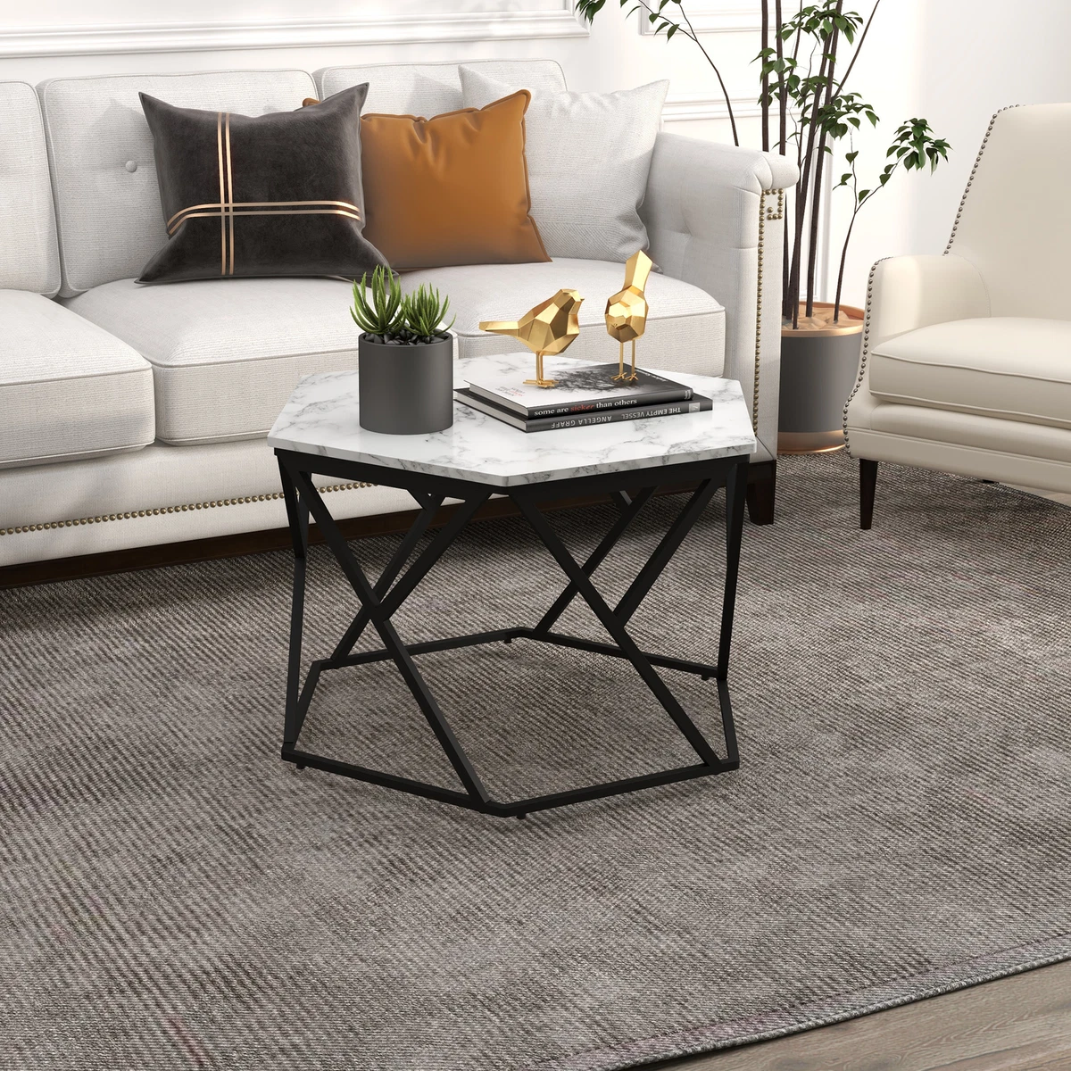 Modern white 2024 marble coffee table