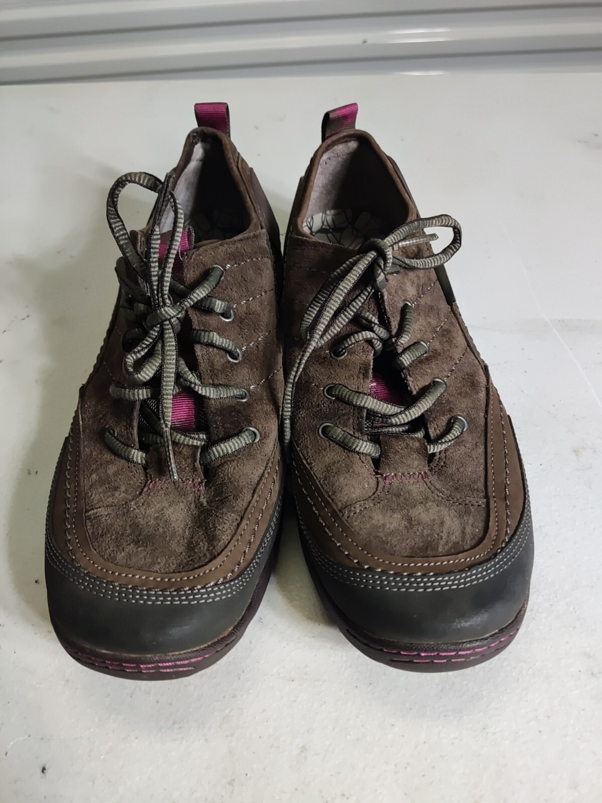 Taglia 10 MERRELL scarpe donna pizzo pelle marrone cacao scamosciata escursionismo passeggio