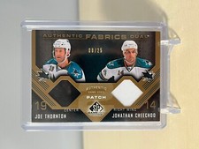 2007-08 SP Game Used Authentic Fabrics Duals Patches Thornton/ Cheechoo NHL Card