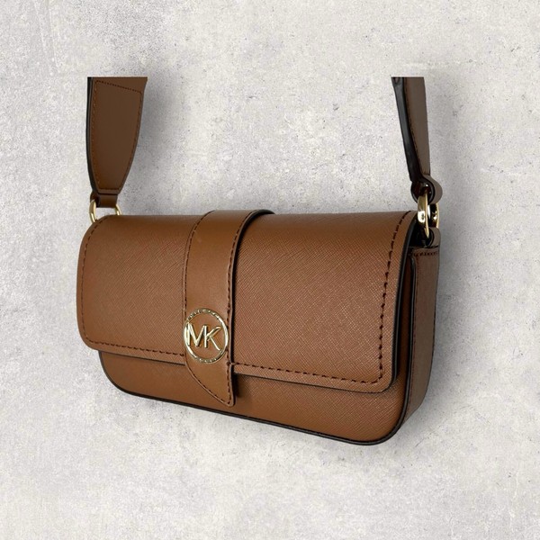 Michael Kors Mk Tasche UmhäNgetasche Crossbody Jet Set Greenwich Braun Leder Neu-image