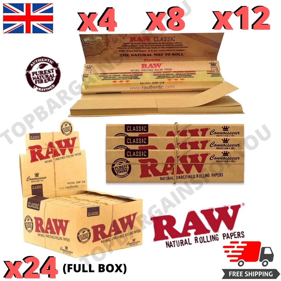 RAW RIZLA CLASSIC KING SIZE SLIM 110MM ROLLING PAPER WITH ROACH FILTER TIPS UK