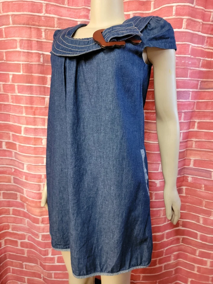 Vestido túnica para mujer Voom By Joy Han azul denim talla S con bolsillos #W6 Foto 2 de 4