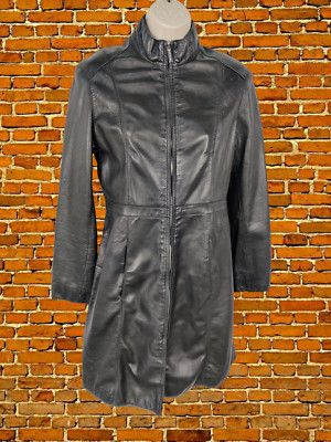 Andrew Marc Small DAMENMANTEL SCHWARZ WEICHES GESCHMEIDIGES LEDER GOTH PUNK REISSVERSCHLUSS JACKE