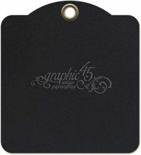 GRAPHIC 45 "SQUARE TAG ALBUM BLACK" 4.5 X 5 INCHES APPROX. 9 PCS SCRAPJACK'S