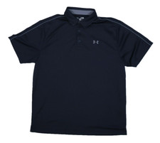 Under Armour Men Black Short Sleeve Loose Fit Heatgear Leaderboard Polo Shirt XL