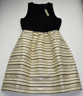 J.Crew Womens 10 Empire Waist Dress Black Gold Stripe Cotton Silk  Sleeveless New | eBay