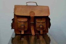 New 1 Side Brown Leather Motorcycle Side Pouch Saddlebags Saddle Panniers