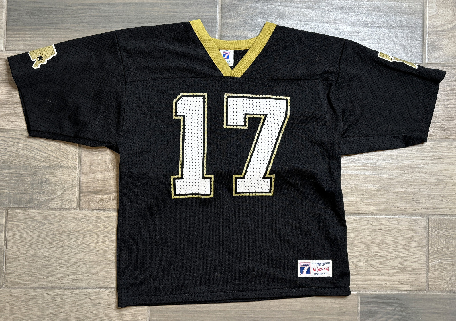 Jim Everett #17 New Orleans Saints Football Jersey Logo 7 Black Vintage Size Med