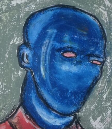 Abstract Portrait Gemälde Papier A4 Ölpastell Kunst, Oil Pastel Art On Paper A4 - Bild 2 von 2