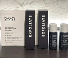 2x Paula's Choice Exfoliate 2% BHA Liquid Exfoliant 10ml / .33oz Each Lot of 2