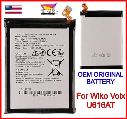 WIKO VOIX BATTERY U616AT PT34H406082J REPLACEMENT PHONE 3400mAh 3.85V OEM PART
