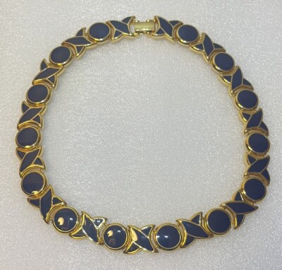 Vintage NAPIER, Blue XO Necklace, 16  Excellent Condition