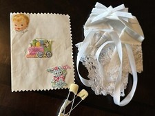 Christening Wedding Hankie Vintage With Cute Story Baby Baptism Novelty 1980s