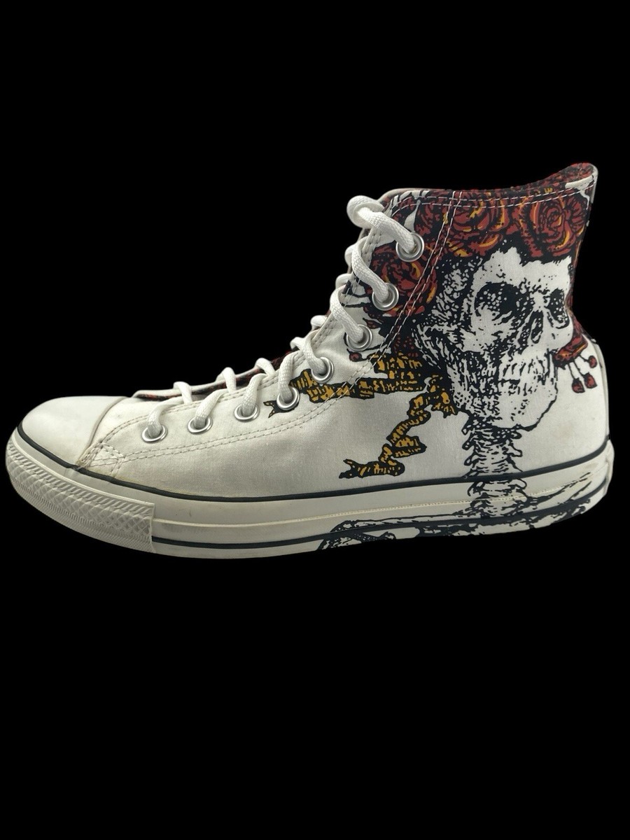 Converse Chuck Taylor Hi Grateful Dead Bertha Skulls Roses White
