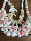 Vintage Antique Milk Glass Lot Necklace Beads Craft Pink Opaque Pearl Multishap