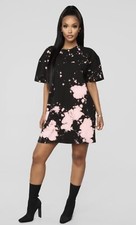 NWT - Women's Fashion Nova, Missed A Spot Tie Dye Dress Black & Pink, Size Large