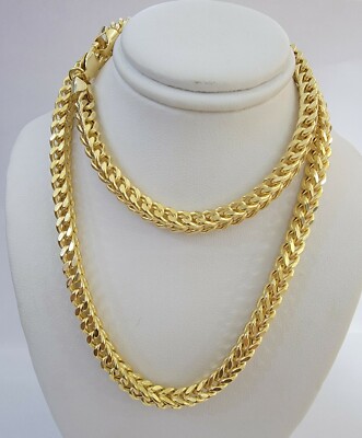 10K Gold Franco Link Chain 24'' Necklace 6mm Thick, REAL 10kt Men's STRONG Chain 