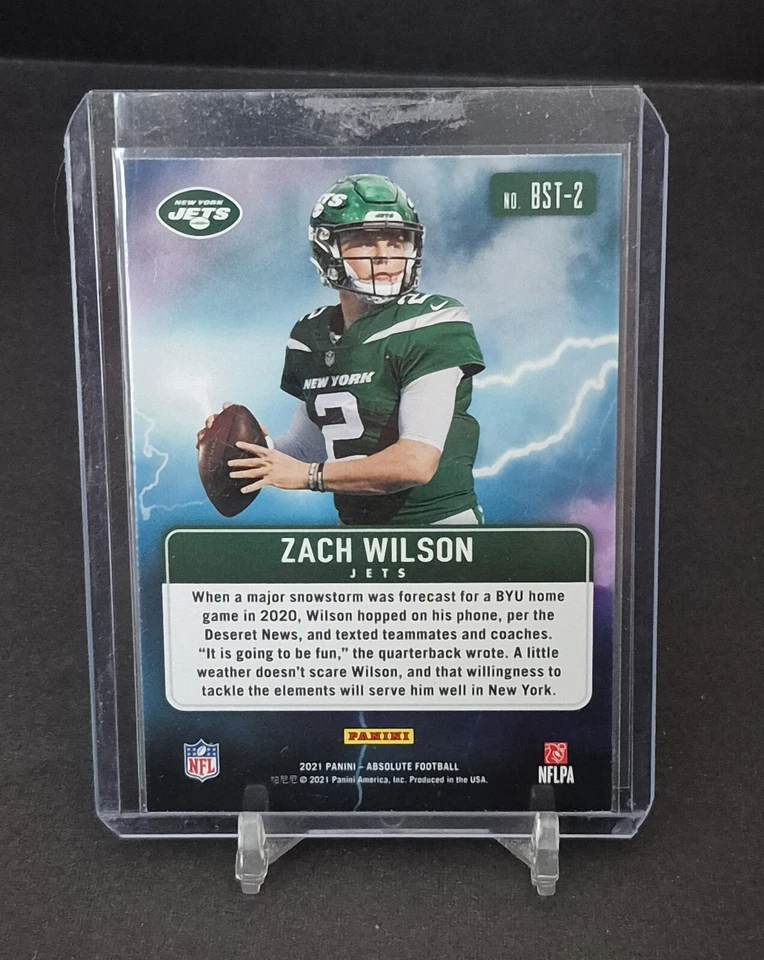 2021 Panini Absolute Zach Wilson BY STORM Insert Rookie Card RC BST-2 NY Jets - Image 2 of 2