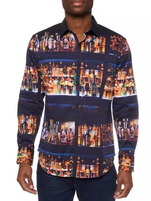 Robert Graham WHISKEY IN JAR Drink Series NWT $238 Mens Classic Fit Shirt Size M