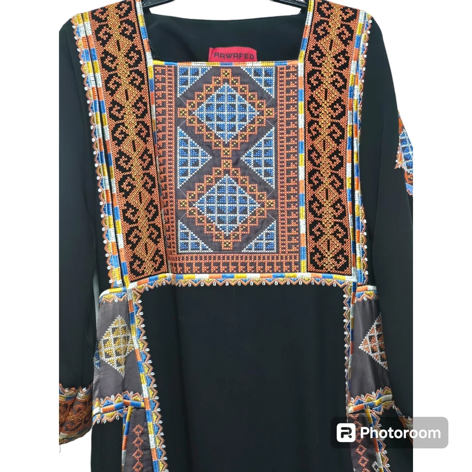 La Cachemira Tradicional Bordada Palestina Fellahi Thobe Usado Foto 2 de 4