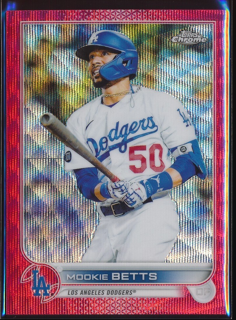 2022 TOPPS CHROME MOOKIE BETTS RED WAVE REFRACTOR #100 5/5 LOS ANGELES DODGERS